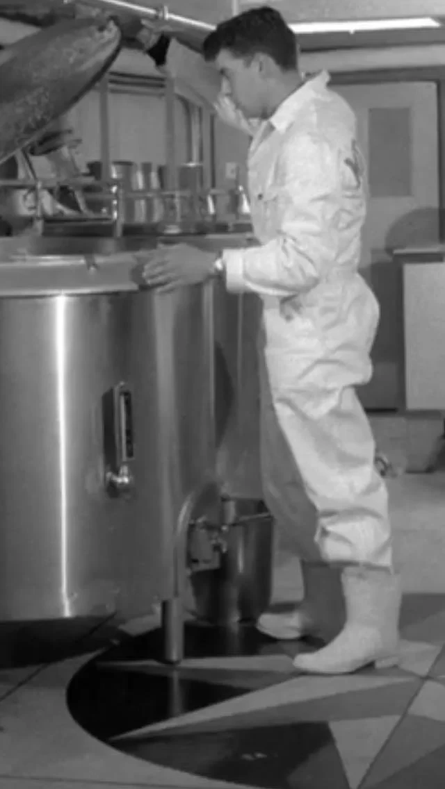 The ice cream being churned fresh in the Morelli's kitchen