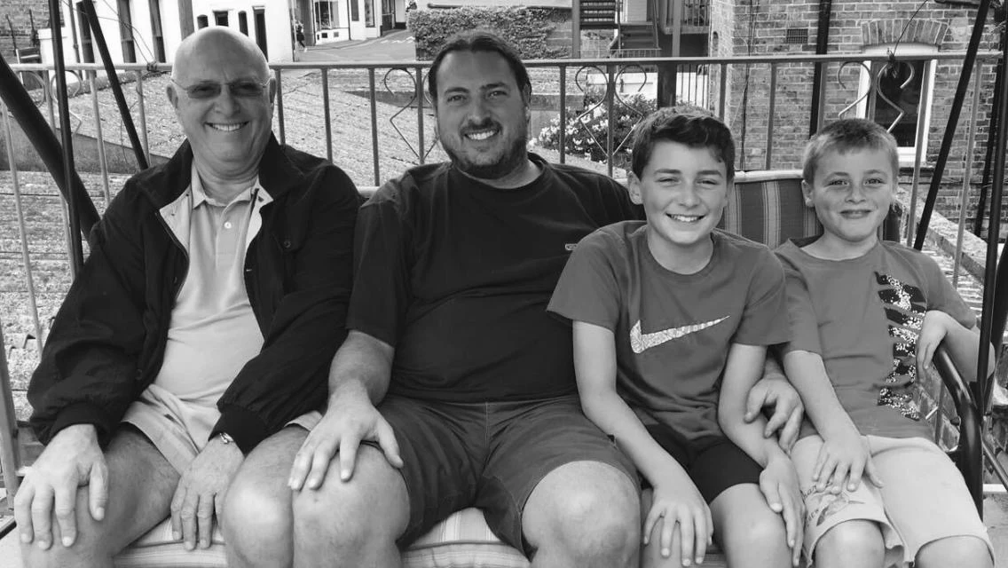 Marino and Nito Morelli with the young Giuseppe and Massimo